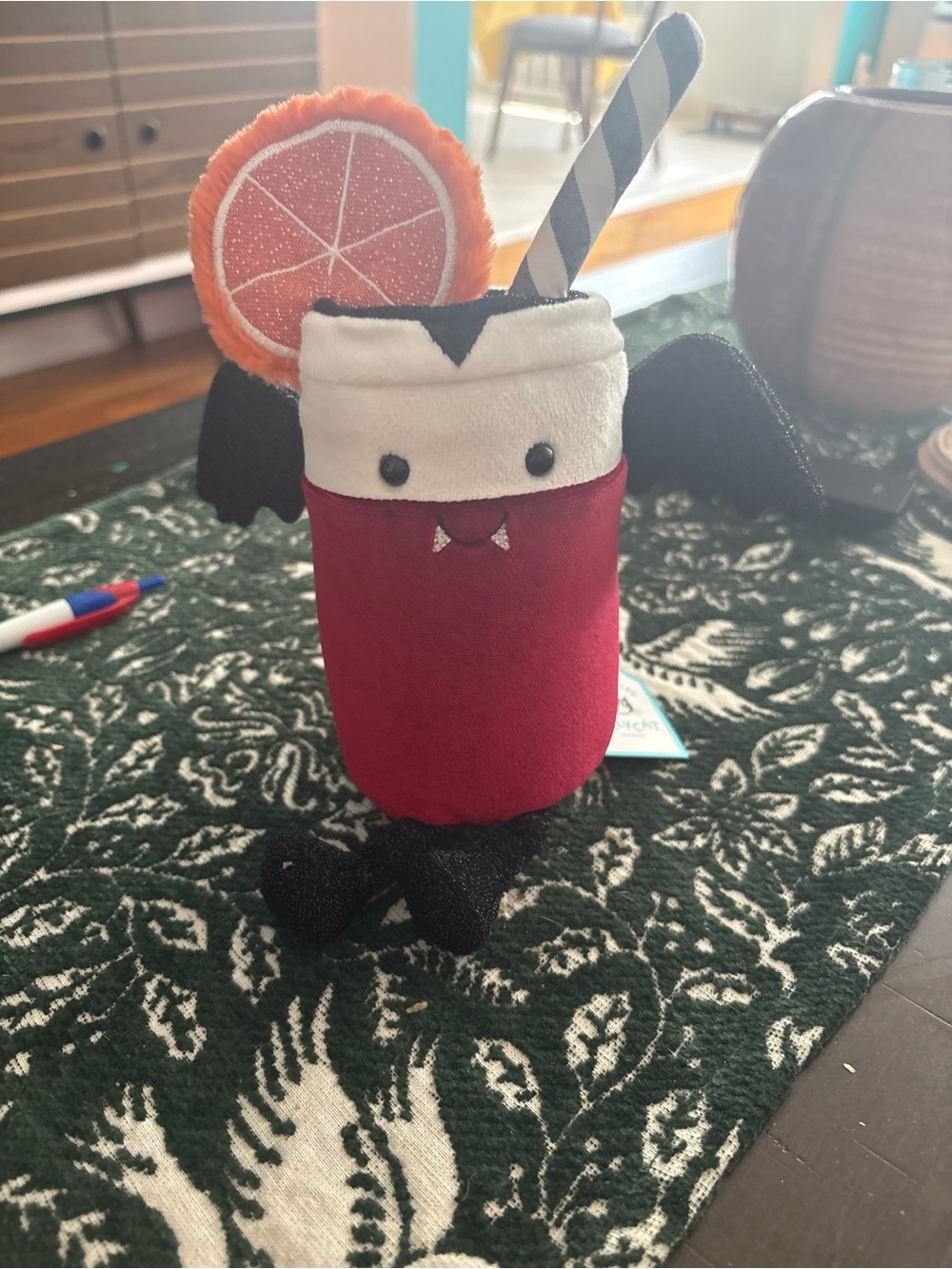 Jellycat Vampire Drink Plush - Red and Black